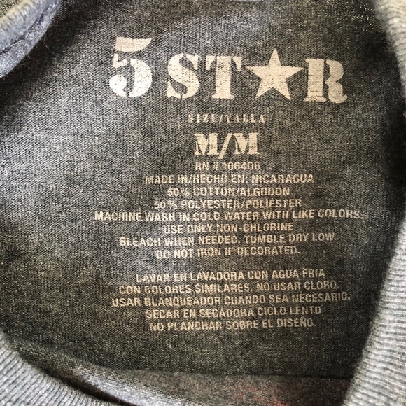 5 Star Gray Blue God Bless America Free T-Shirt - Picture 4 of 5